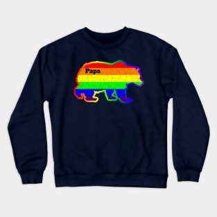 Mens Gay Fathers Day LGBT Rainbow Papa Bear Pride Crewneck Sweatshirt